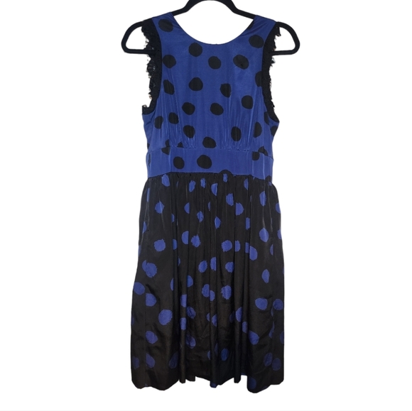 Coreylynn Calter Sleeveless Open Back Polkadot Dress Blue & Black Size 8 - Picture 3 of 9